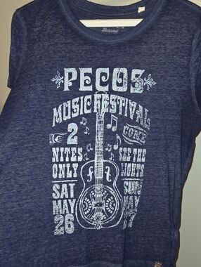 Lucky Brand Heather Navy Graphic Logo Tee